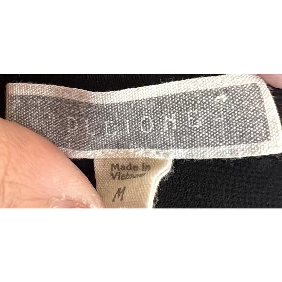 Pleione Cropped Top Women Medium Black Polyester Bubble Sleeve V Neck Blouse - Picture 3 of 10